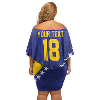 Custom Bosnia and Herzegovina Football Off Shoulder Short Dress Go Champion Sporty Style - Wonder Print Shop