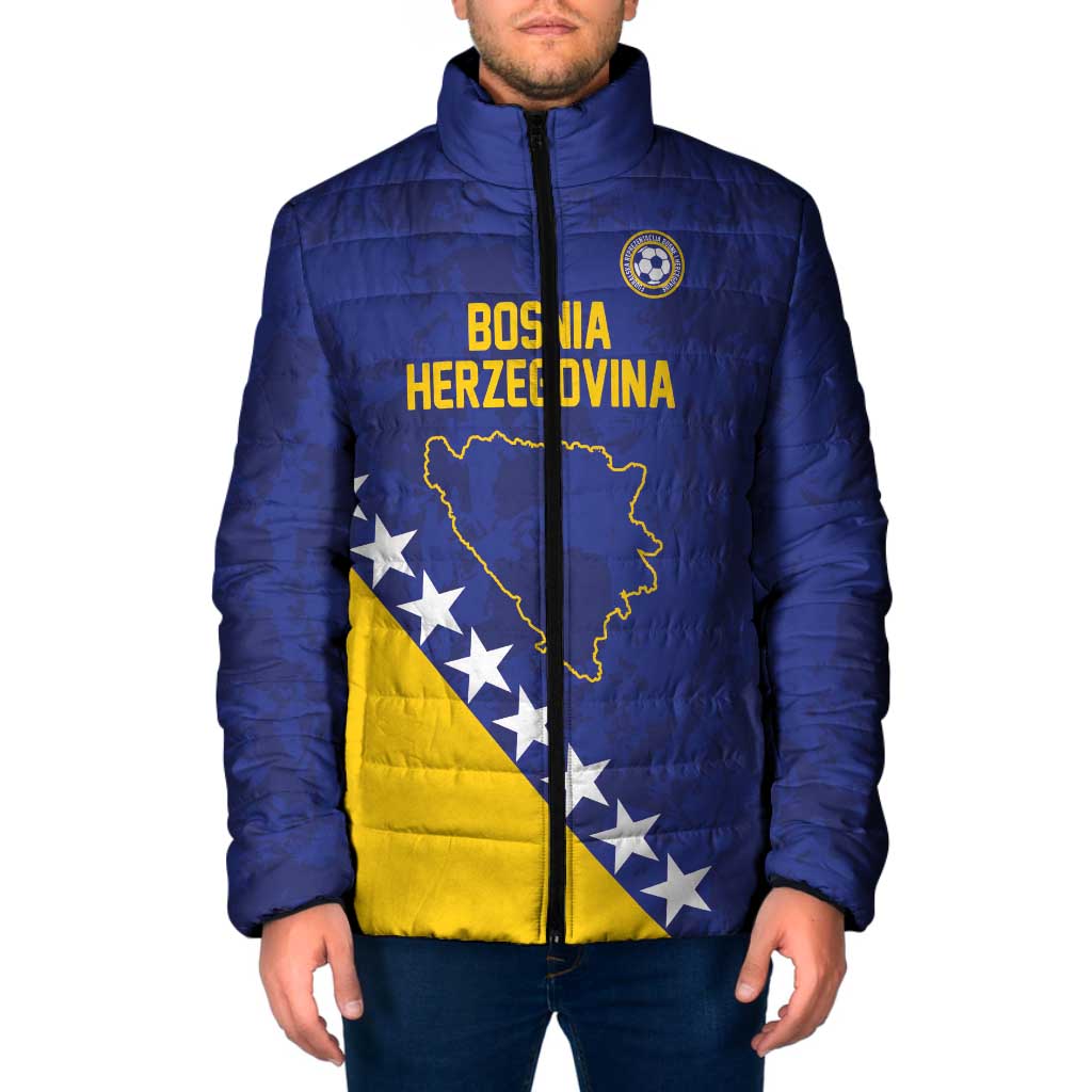 Custom Bosnia and Herzegovina Football Padded Jacket Go Champion Sporty Style - Wonder Print Shop