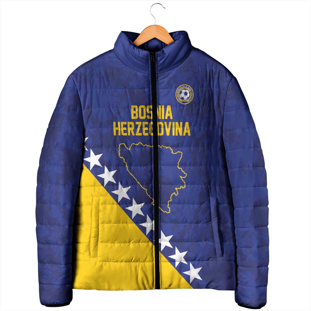 Custom Bosnia and Herzegovina Football Padded Jacket Go Champion Sporty Style - Wonder Print Shop