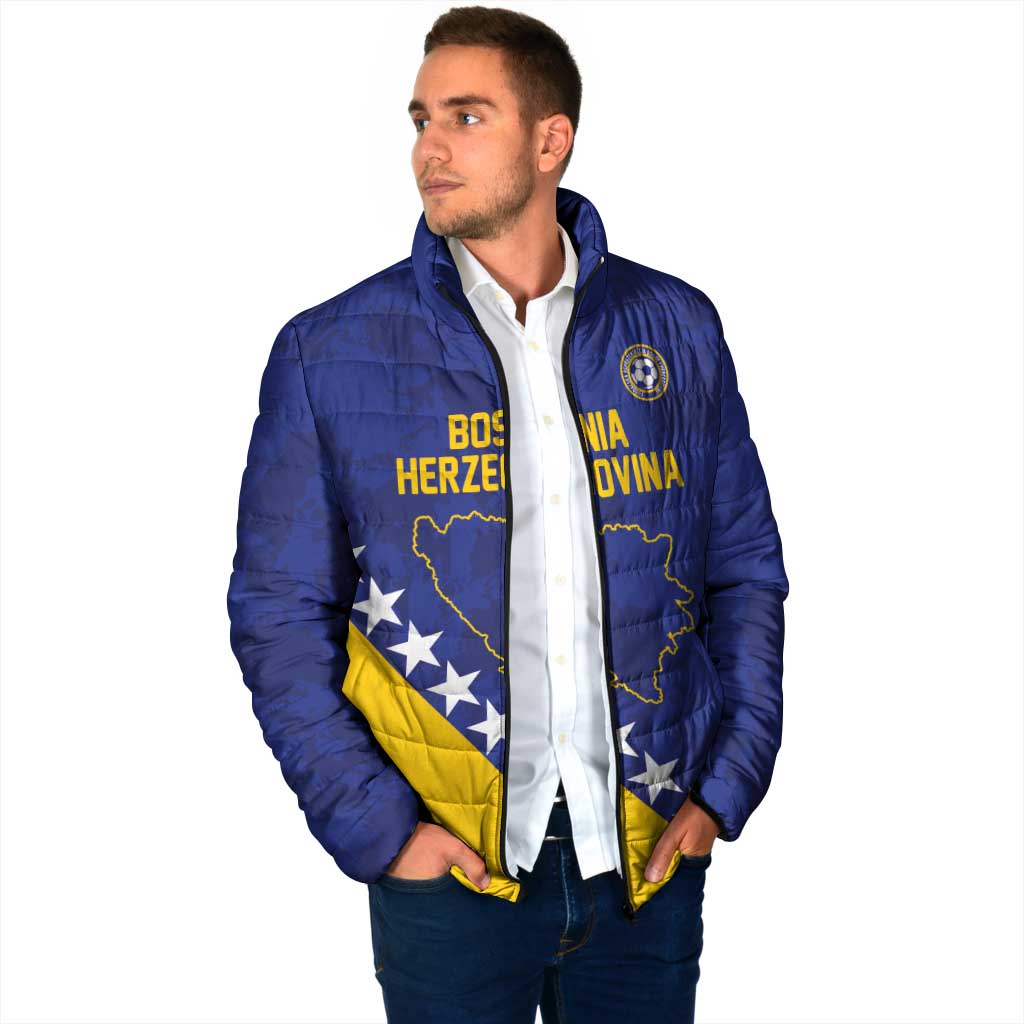 Custom Bosnia and Herzegovina Football Padded Jacket Go Champion Sporty Style - Wonder Print Shop