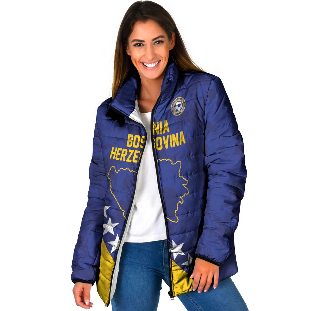 Custom Bosnia and Herzegovina Football Padded Jacket Go Champion Sporty Style - Wonder Print Shop