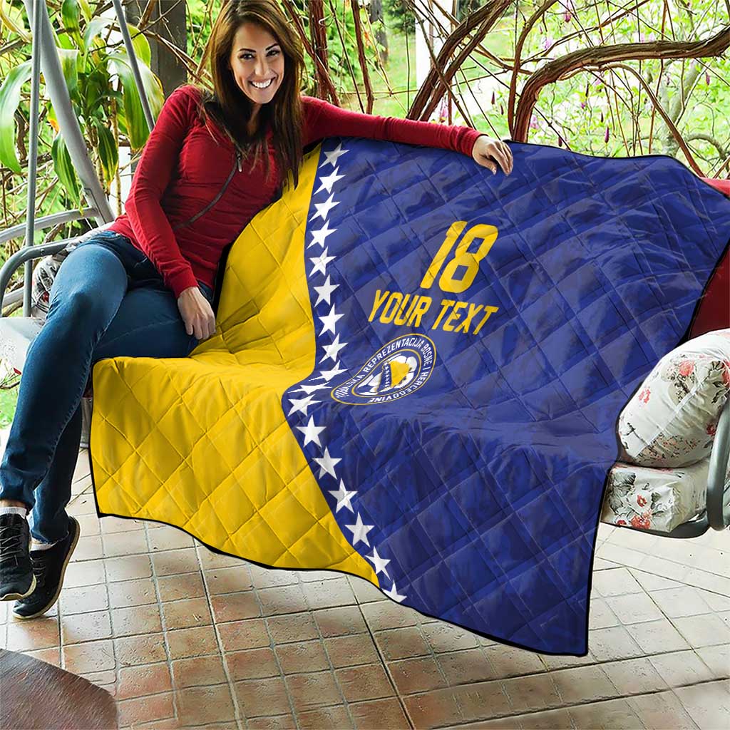 Custom Bosnia and Herzegovina Football Quilt Go Champion Sporty Style - Wonder Print Shop