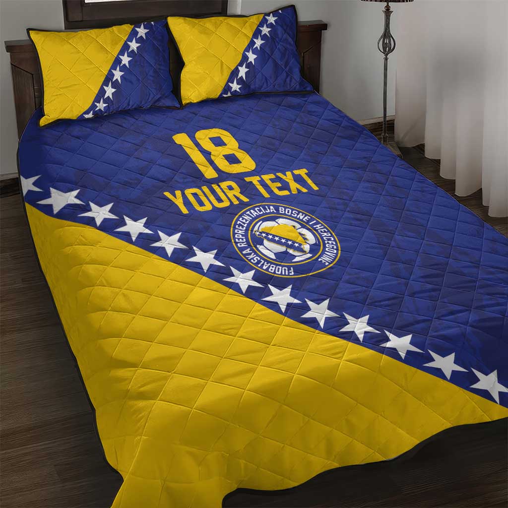 Custom Bosnia and Herzegovina Football Quilt Bed Set Go Champion Sporty Style - Wonder Print Shop