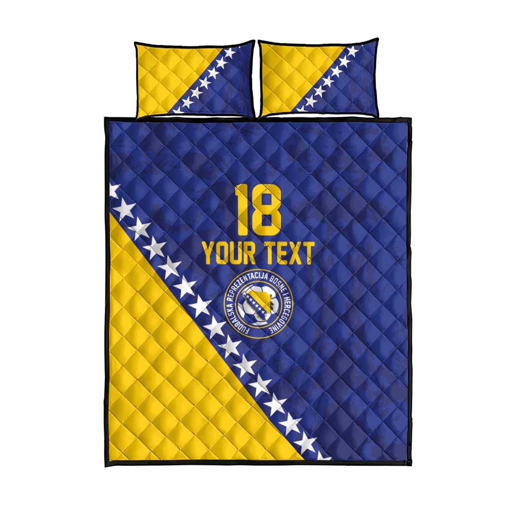Custom Bosnia and Herzegovina Football Quilt Bed Set Go Champion Sporty Style - Wonder Print Shop