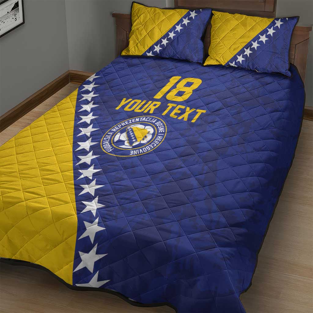 Custom Bosnia and Herzegovina Football Quilt Bed Set Go Champion Sporty Style - Wonder Print Shop