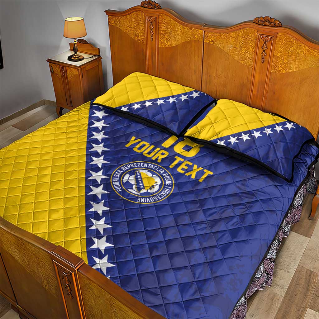 Custom Bosnia and Herzegovina Football Quilt Bed Set Go Champion Sporty Style - Wonder Print Shop