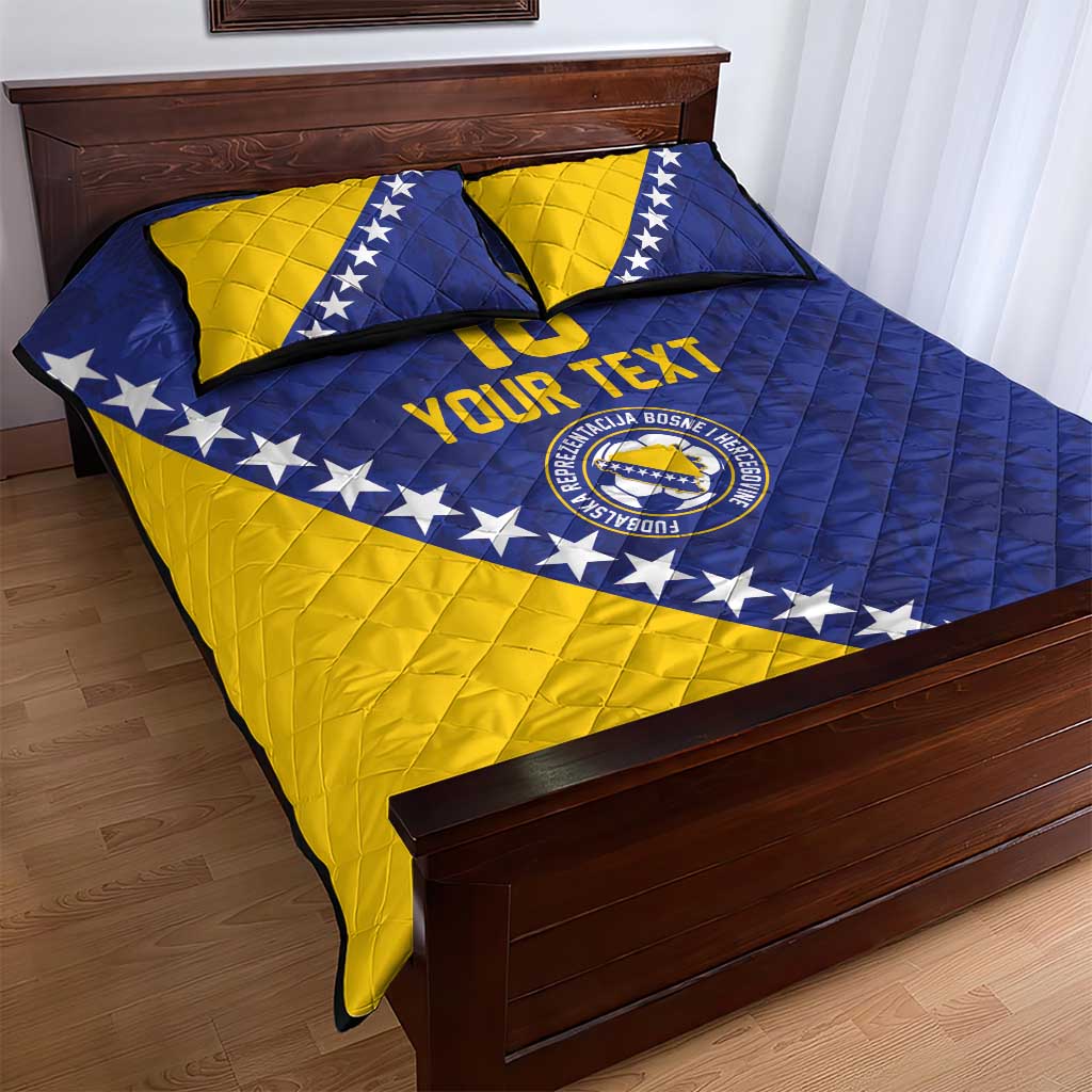 Custom Bosnia and Herzegovina Football Quilt Bed Set Go Champion Sporty Style - Wonder Print Shop