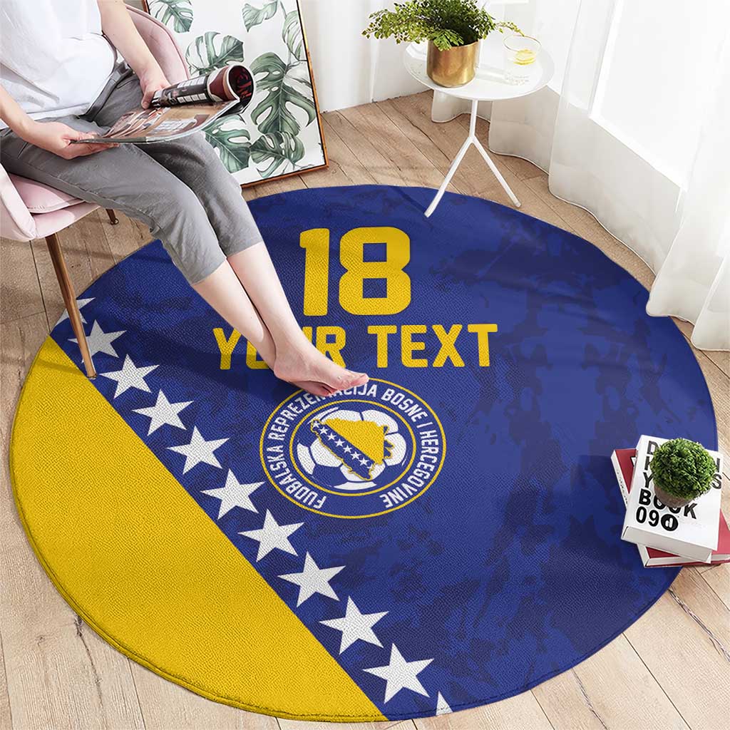 Custom Bosnia and Herzegovina Football Round Carpet Go Champion Sporty Style - Wonder Print Shop