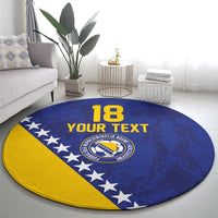Custom Bosnia and Herzegovina Football Round Carpet Go Champion Sporty Style - Wonder Print Shop