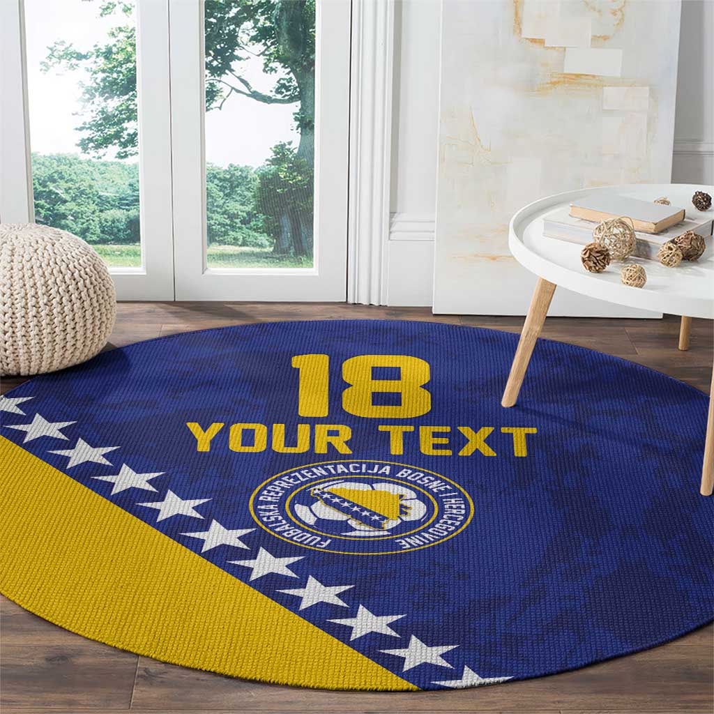 Custom Bosnia and Herzegovina Football Round Carpet Go Champion Sporty Style - Wonder Print Shop