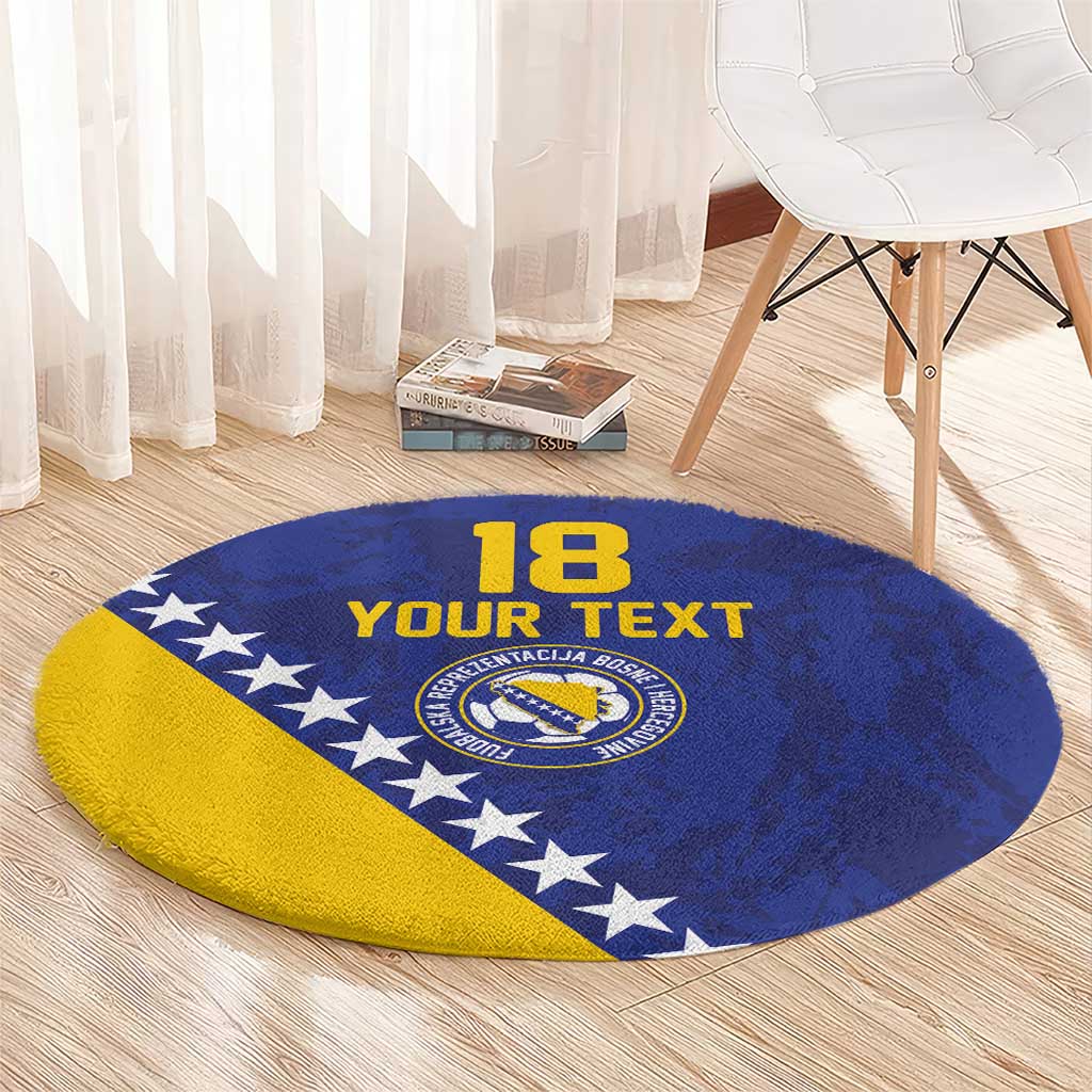 Custom Bosnia and Herzegovina Football Round Carpet Go Champion Sporty Style - Wonder Print Shop