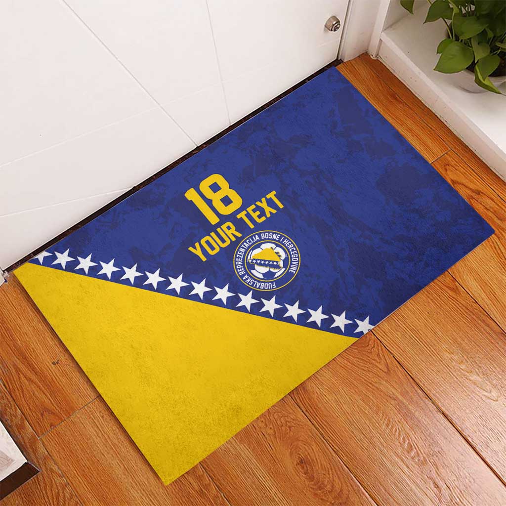 Custom Bosnia and Herzegovina Football Rubber Doormat Go Champion Sporty Style - Wonder Print Shop