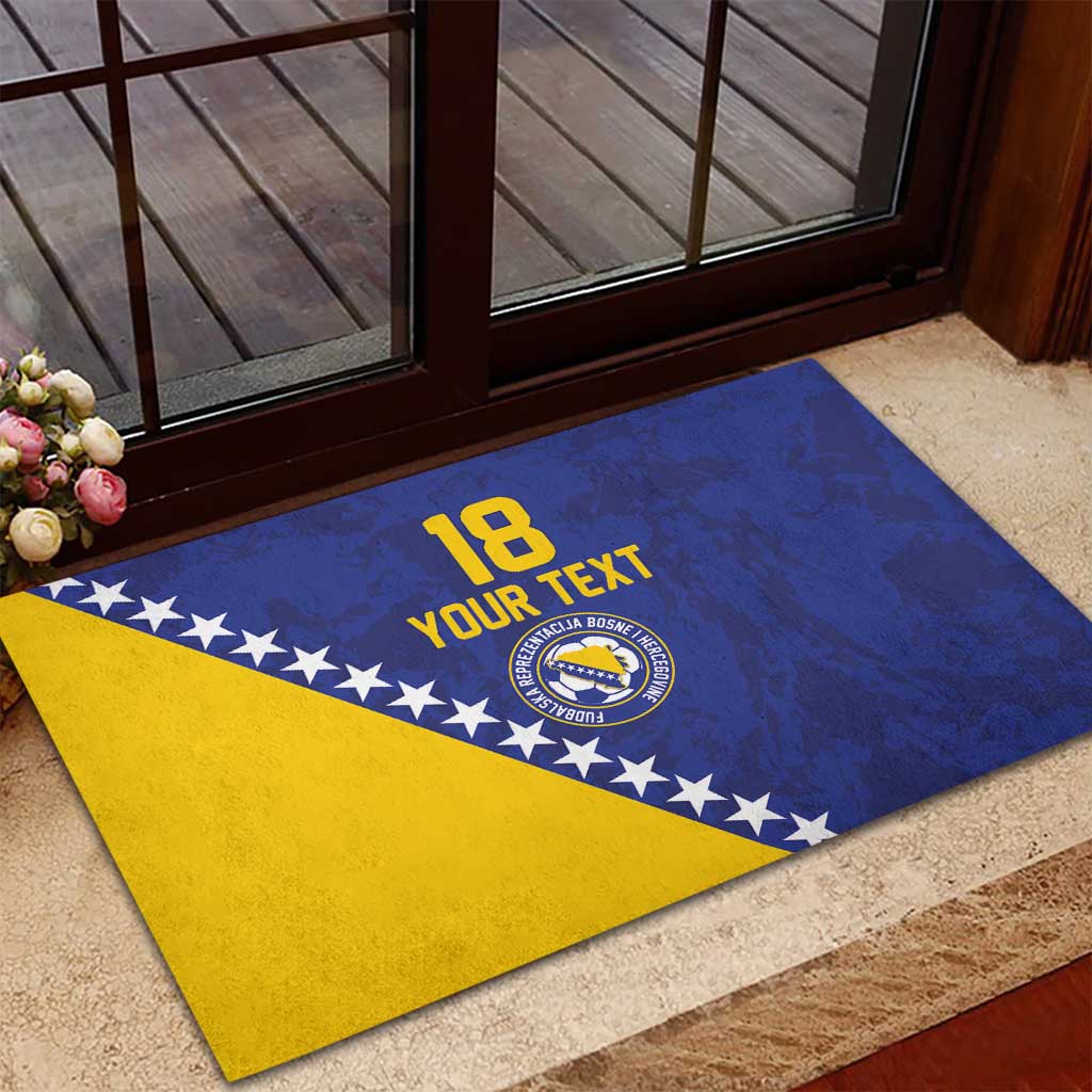 Custom Bosnia and Herzegovina Football Rubber Doormat Go Champion Sporty Style - Wonder Print Shop