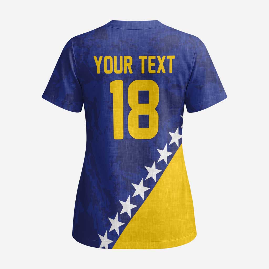 Custom Bosnia and Herzegovina Football Scrub Top Go Champion Sporty Style - Wonder Print Shop