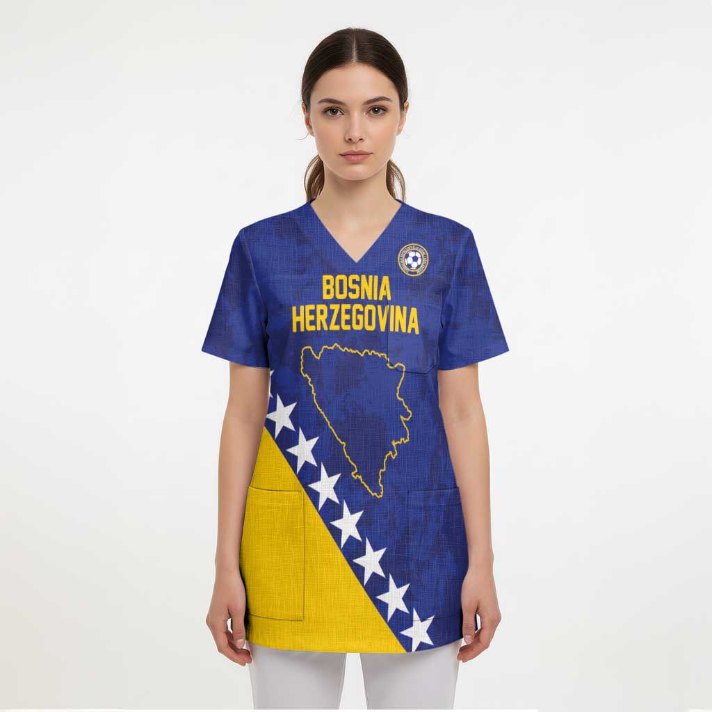 Custom Bosnia and Herzegovina Football Scrub Top Go Champion Sporty Style - Wonder Print Shop