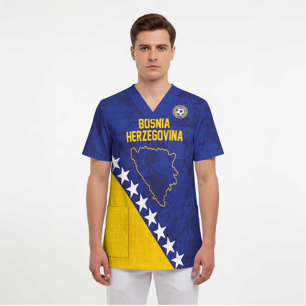 Custom Bosnia and Herzegovina Football Scrub Top Go Champion Sporty Style - Wonder Print Shop
