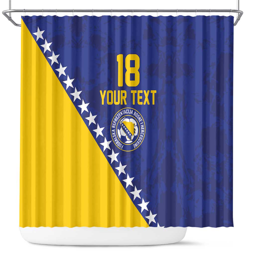Custom Bosnia and Herzegovina Football Shower Curtain Go Champion Sporty Style - Wonder Print Shop