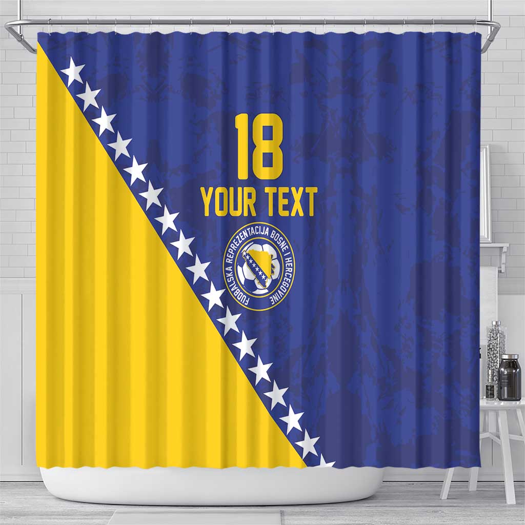Custom Bosnia and Herzegovina Football Shower Curtain Go Champion Sporty Style - Wonder Print Shop