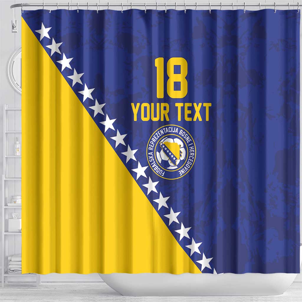 Custom Bosnia and Herzegovina Football Shower Curtain Go Champion Sporty Style - Wonder Print Shop