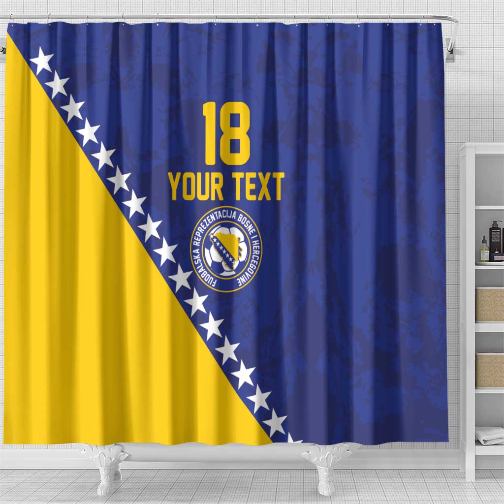 Custom Bosnia and Herzegovina Football Shower Curtain Go Champion Sporty Style - Wonder Print Shop