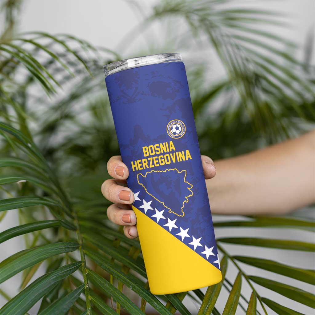 Custom Bosnia and Herzegovina Football Skinny Tumbler Go Champion Sporty Style - Wonder Print Shop