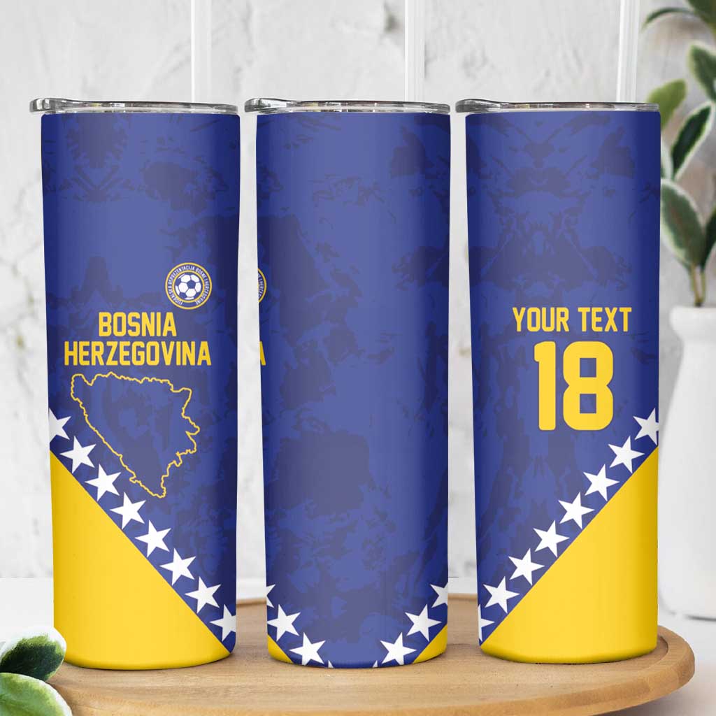 Custom Bosnia and Herzegovina Football Skinny Tumbler Go Champion Sporty Style - Wonder Print Shop