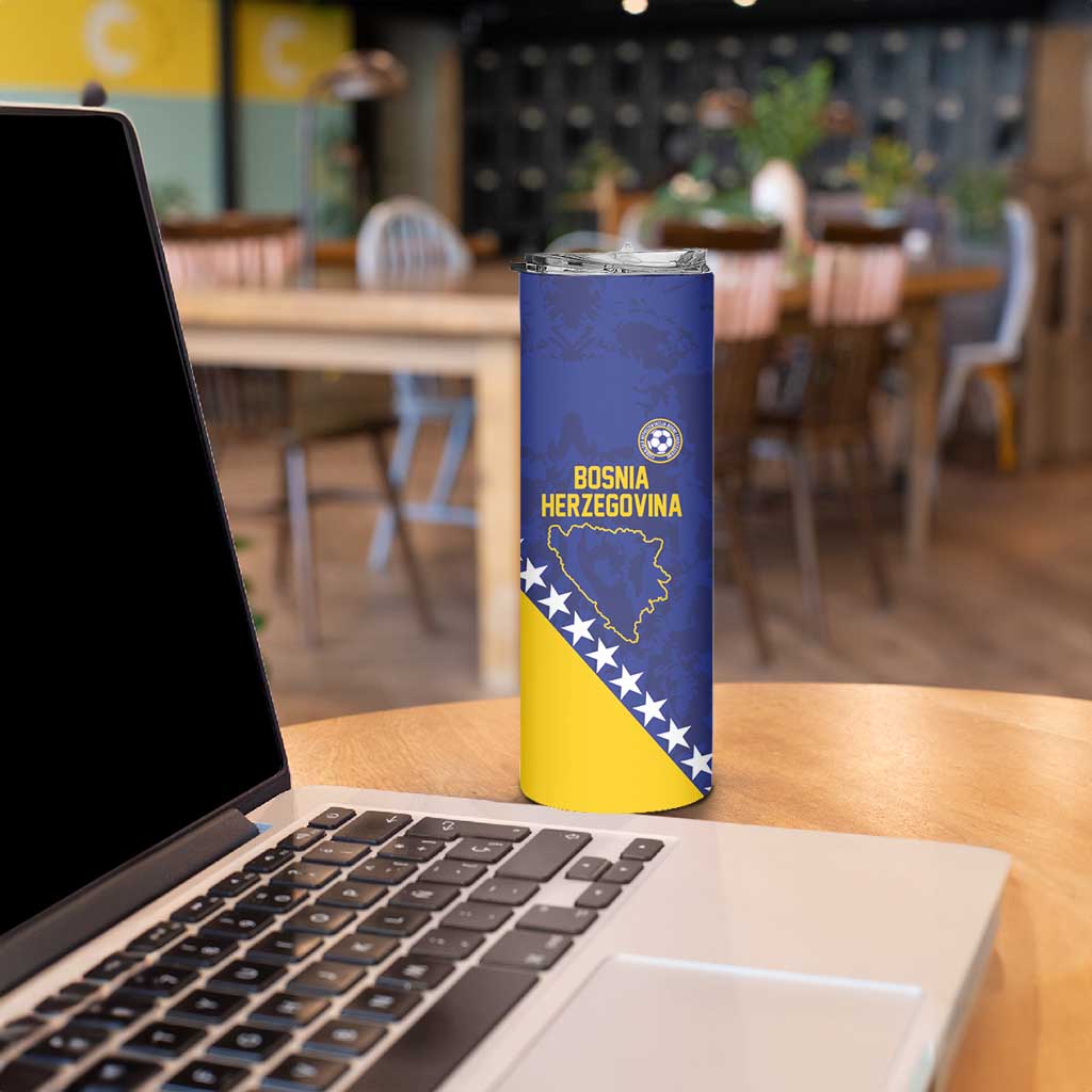 Custom Bosnia and Herzegovina Football Skinny Tumbler Go Champion Sporty Style - Wonder Print Shop