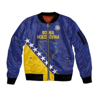 Custom Bosnia and Herzegovina Football Sleeve Zip Bomber Jacket Go Champion Sporty Style - Wonder Print Shop