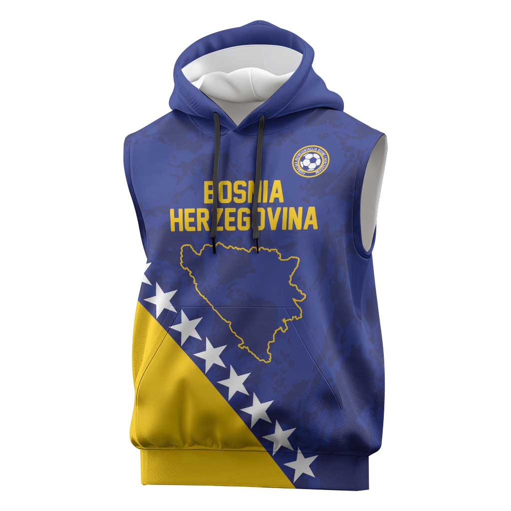 Custom Bosnia and Herzegovina Football Sleeveless Hoodie Go Champion Sporty Style - Wonder Print Shop