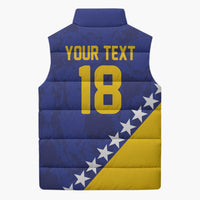 Custom Bosnia and Herzegovina Football Sleeveless Puffer Jacket Go Champion Sporty Style - Wonder Print Shop