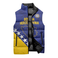 Custom Bosnia and Herzegovina Football Sleeveless Puffer Jacket Go Champion Sporty Style - Wonder Print Shop