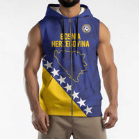 Custom Bosnia and Herzegovina Football Sleeveless Zip Hoodie Go Champion Sporty Style - Wonder Print Shop