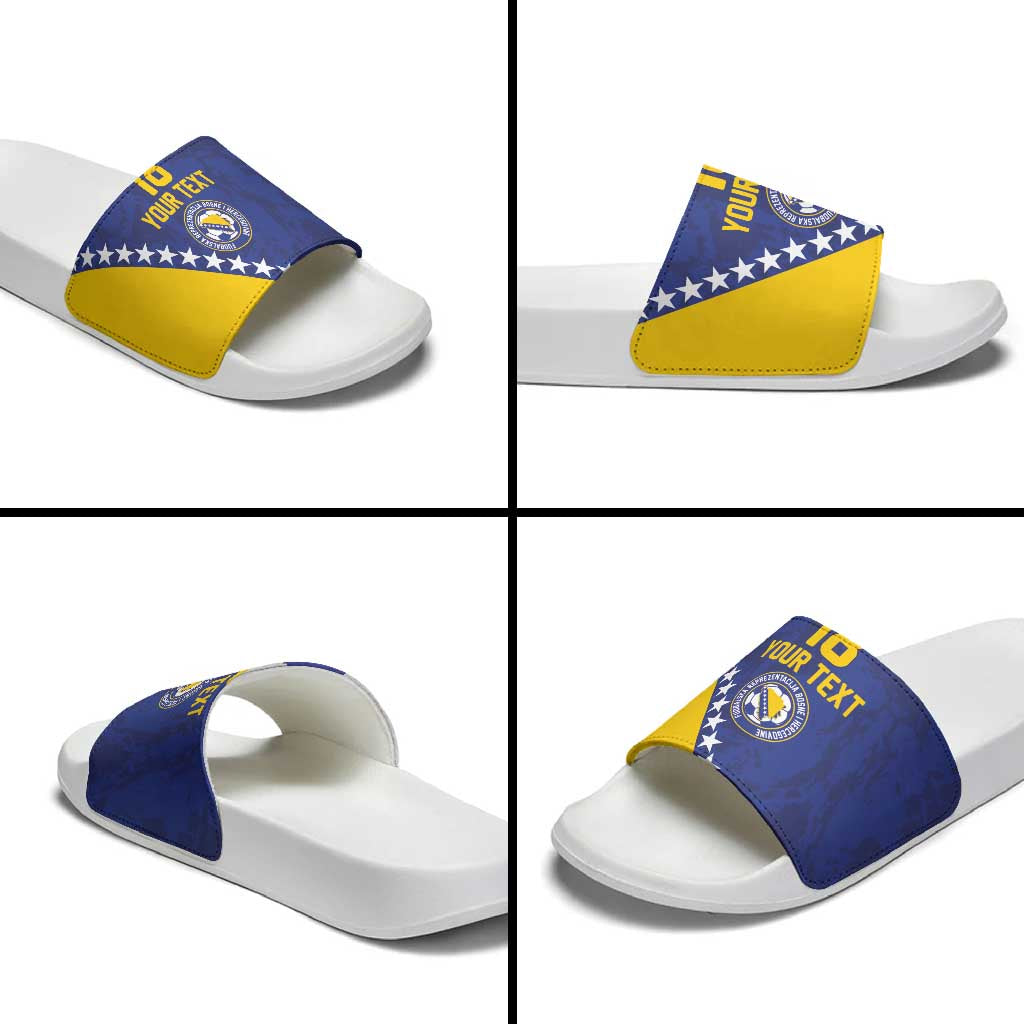 Custom Bosnia and Herzegovina Football Slide Sandals Go Champion Sporty Style - Wonder Print Shop