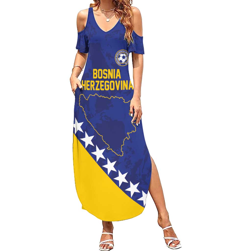 Custom Bosnia and Herzegovina Football Summer Maxi Dress Go Champion Sporty Style - Wonder Print Shop