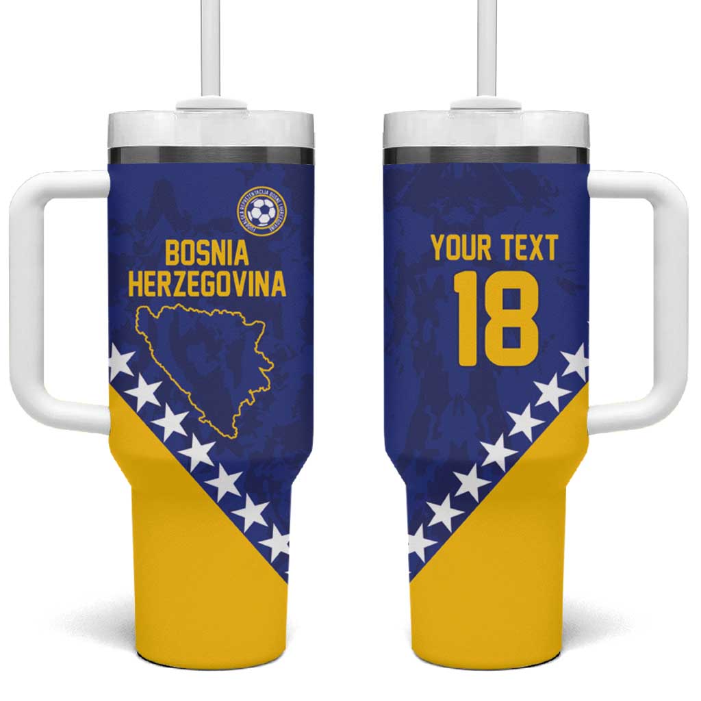 Custom Bosnia and Herzegovina Football Tumbler With Handle Go Champion Sporty Style - Wonder Print Shop