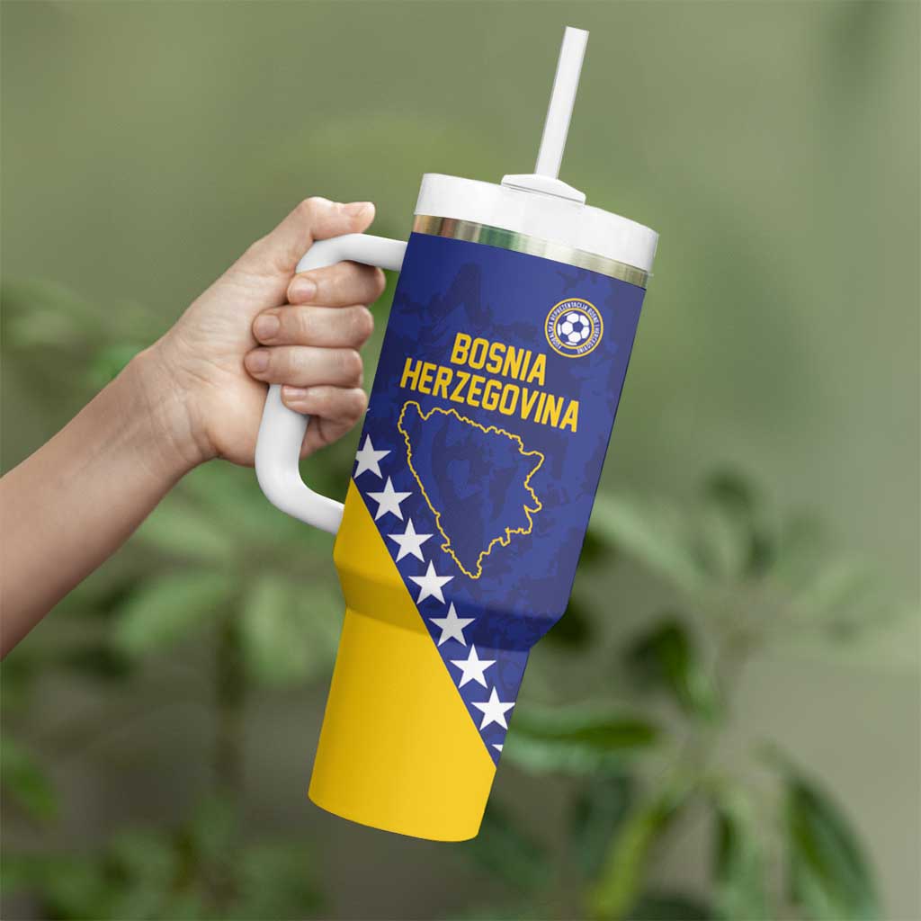 Custom Bosnia and Herzegovina Football Tumbler With Handle Go Champion Sporty Style - Wonder Print Shop