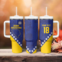 Custom Bosnia and Herzegovina Football Tumbler With Handle Go Champion Sporty Style - Wonder Print Shop