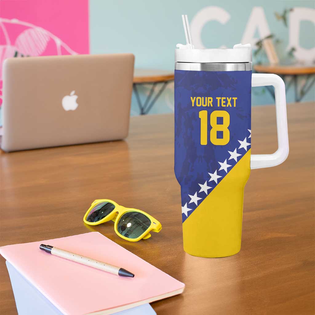 Custom Bosnia and Herzegovina Football Tumbler With Handle Go Champion Sporty Style - Wonder Print Shop