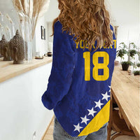Custom Bosnia and Herzegovina Football Women Casual Shirt Go Champion Sporty Style - Wonder Print Shop
