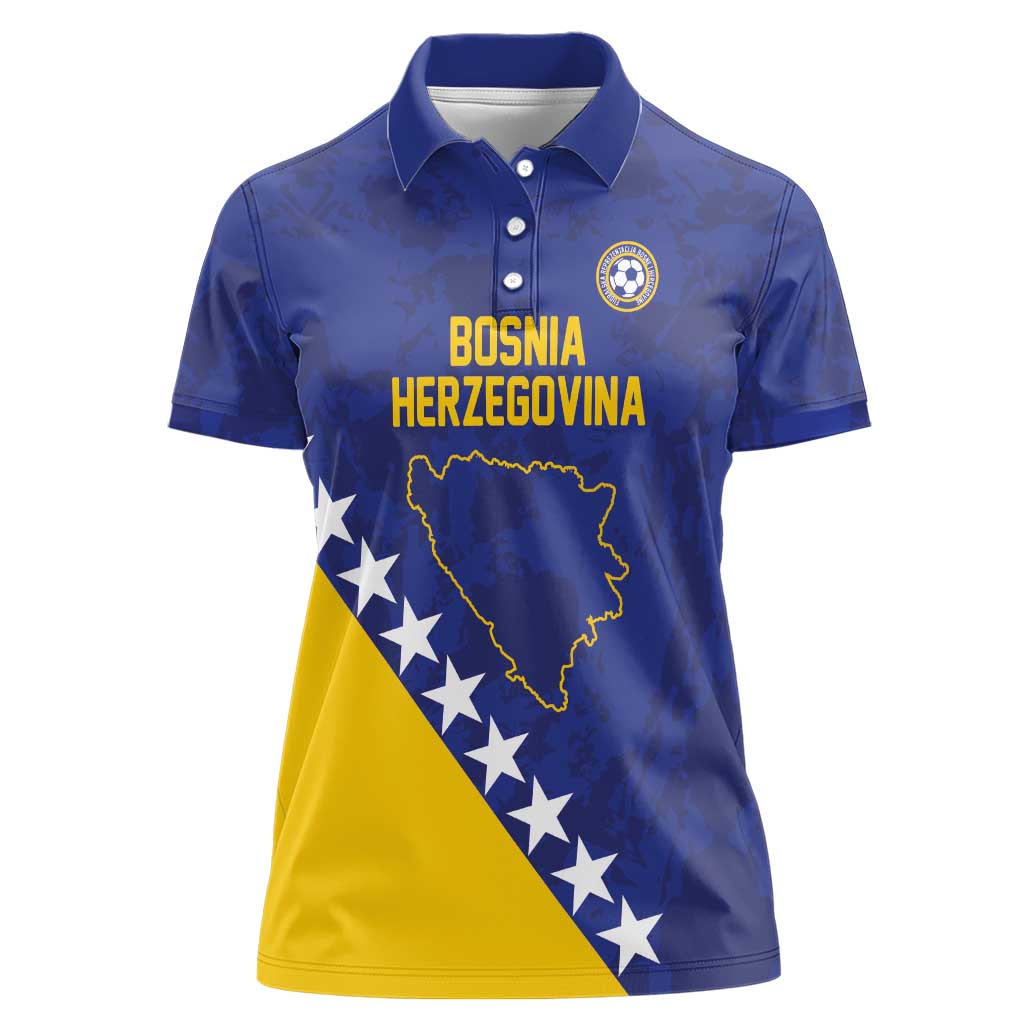 Custom Bosnia and Herzegovina Football Women Polo Shirt Go Champion Sporty Style - Wonder Print Shop