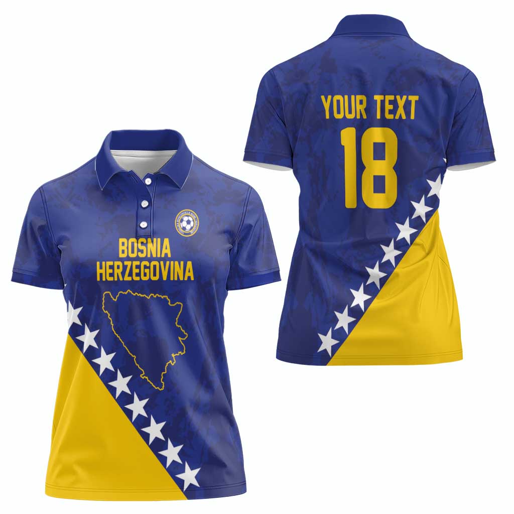 Custom Bosnia and Herzegovina Football Women Polo Shirt Go Champion Sporty Style - Wonder Print Shop