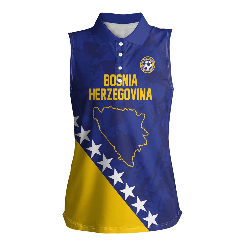 Custom Bosnia and Herzegovina Football Women Sleeveless Polo Shirt Go Champion Sporty Style - Wonder Print Shop