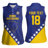 Custom Bosnia and Herzegovina Football Women Sleeveless Polo Shirt Go Champion Sporty Style - Wonder Print Shop