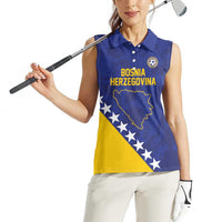 Custom Bosnia and Herzegovina Football Women Sleeveless Polo Shirt Go Champion Sporty Style - Wonder Print Shop