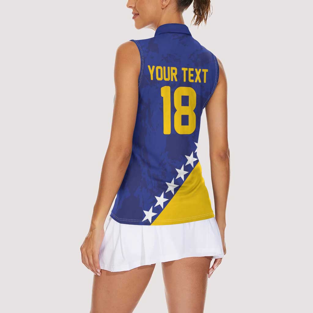 Custom Bosnia and Herzegovina Football Women Sleeveless Polo Shirt Go Champion Sporty Style - Wonder Print Shop