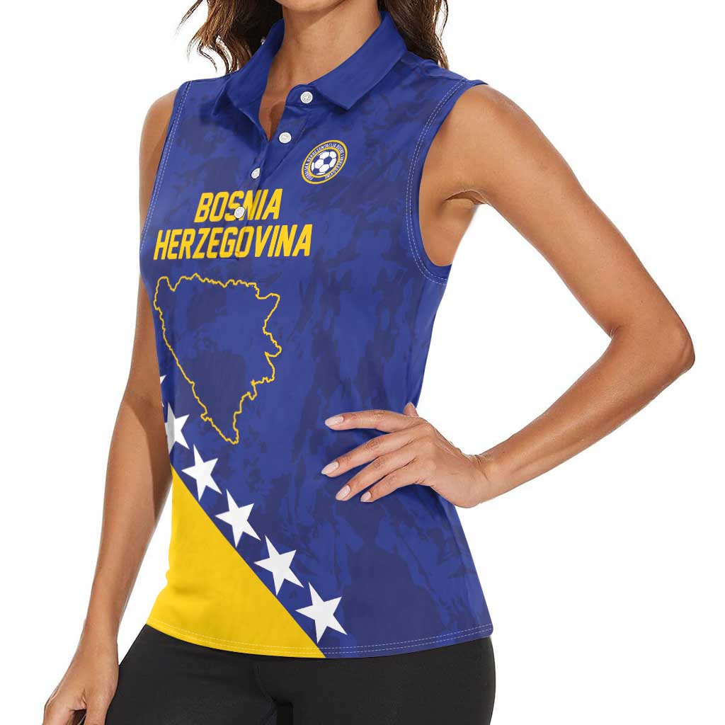 Custom Bosnia and Herzegovina Football Women Sleeveless Polo Shirt Go Champion Sporty Style - Wonder Print Shop