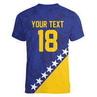 Custom Bosnia and Herzegovina Football Women V-Neck T-Shirt Go Champion Sporty Style - Wonder Print Shop