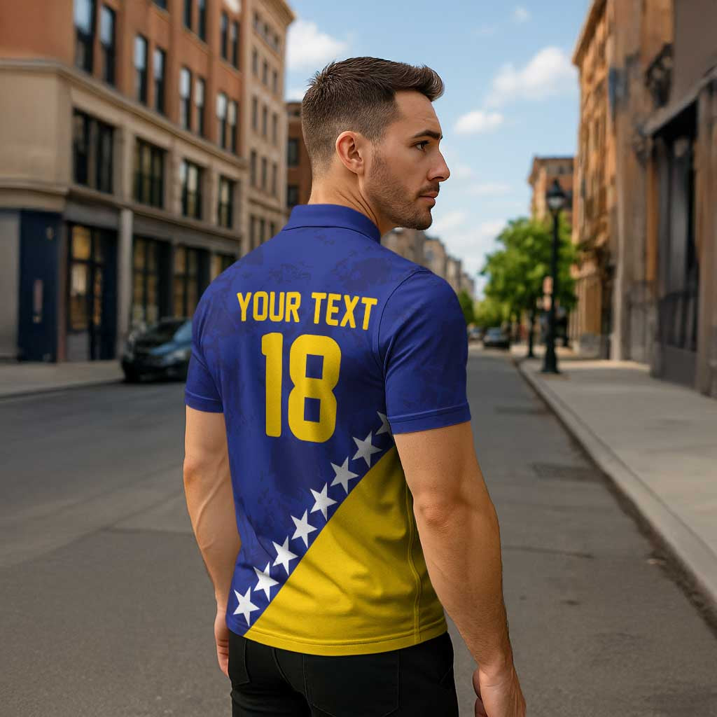 Custom Bosnia and Herzegovina Football Zipper Polo Shirt Go Champion Sporty Style - Wonder Print Shop