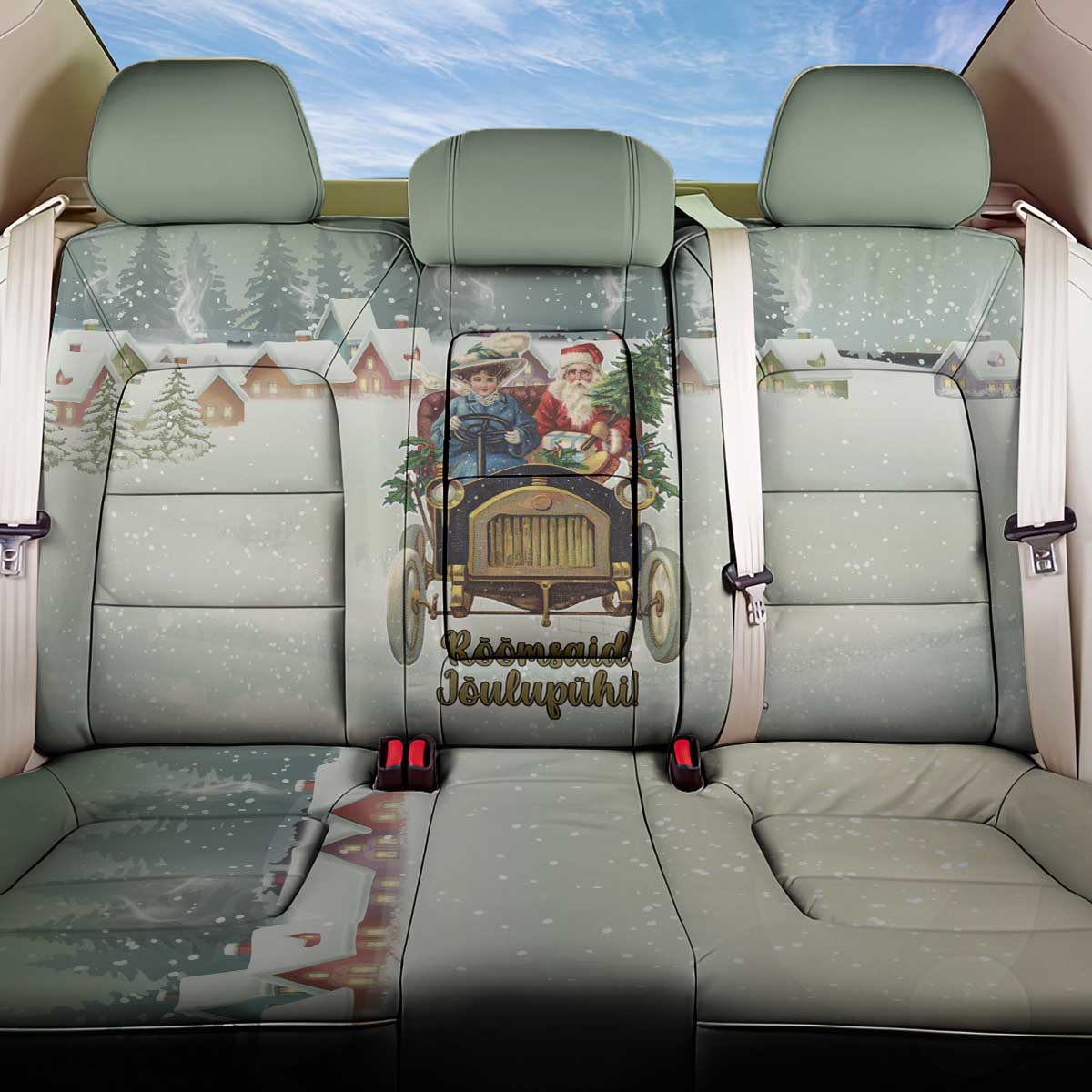 Estonia Christmas Back Car Seat Cover Roomsaid Joulupuhi - Wonder Print Shop