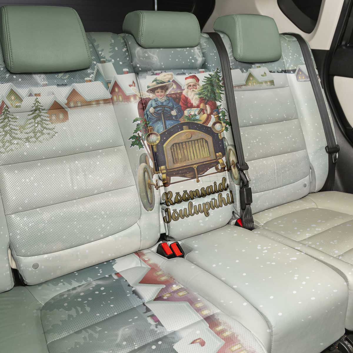 Estonia Christmas Back Car Seat Cover Roomsaid Joulupuhi - Wonder Print Shop